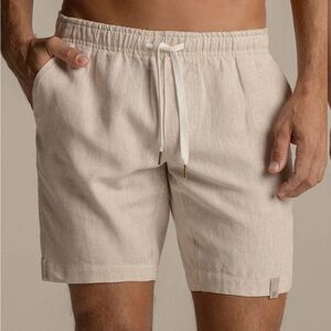 Men's Beige Linen Shorts